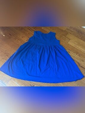 Ruffle Girl Solid Blue Sleeveless Swing Dress Fit & Flare Girls Size 12